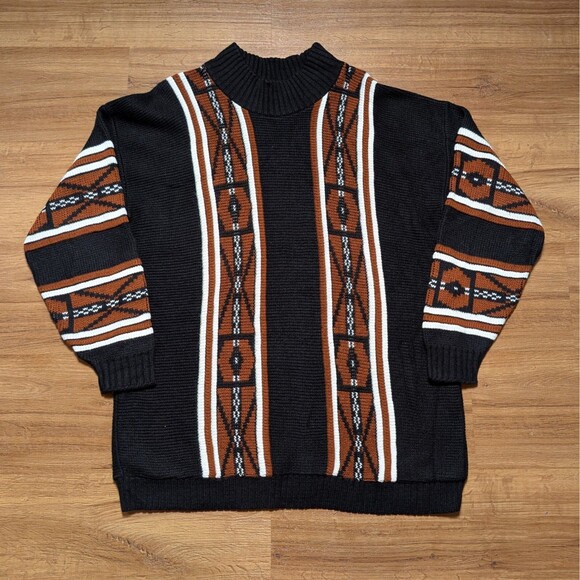 Vintage Clifton Place Coogi Style Sweater L Abstract Geometric Pattern 80s 90s - Picture 1 of 8